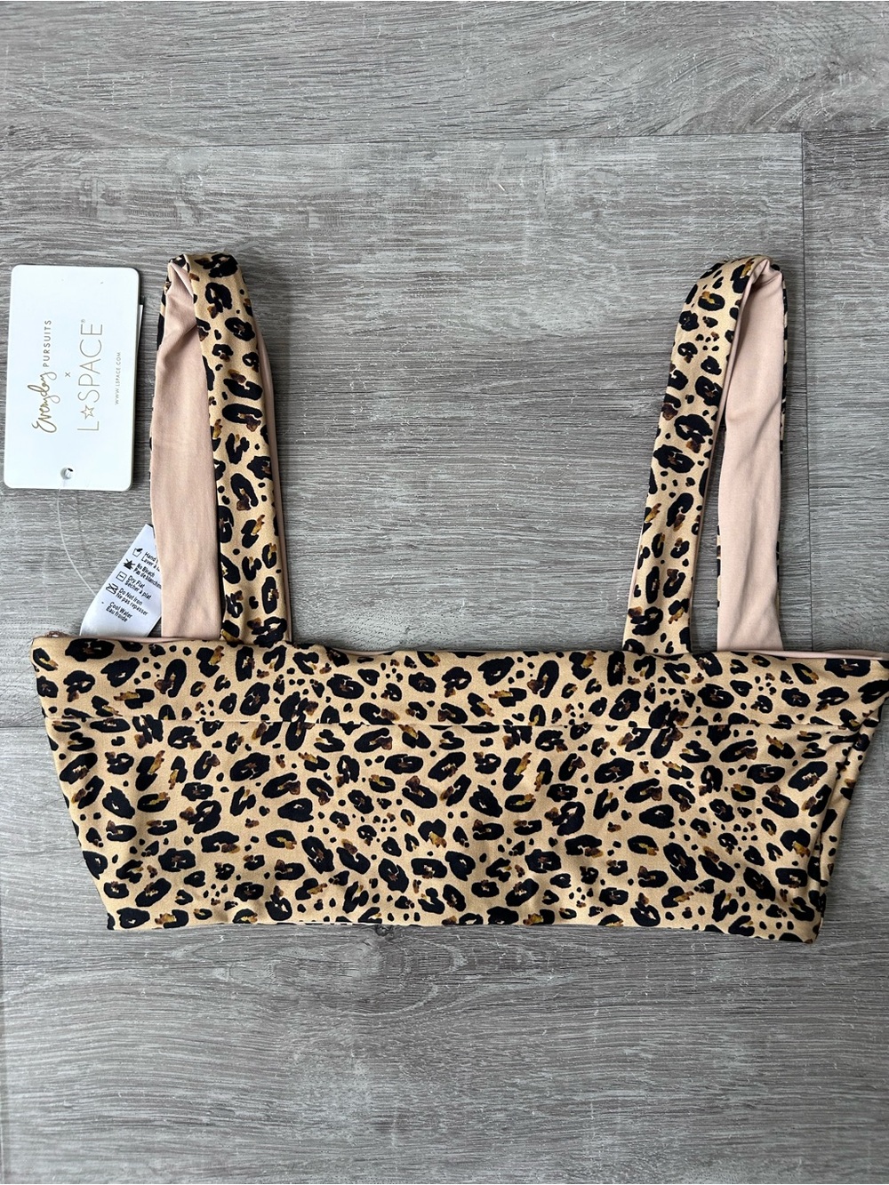 Brand NEW L*Space Leopard Print Tan Bikini Set top size small, bottoms medium - Picture 8 of 9